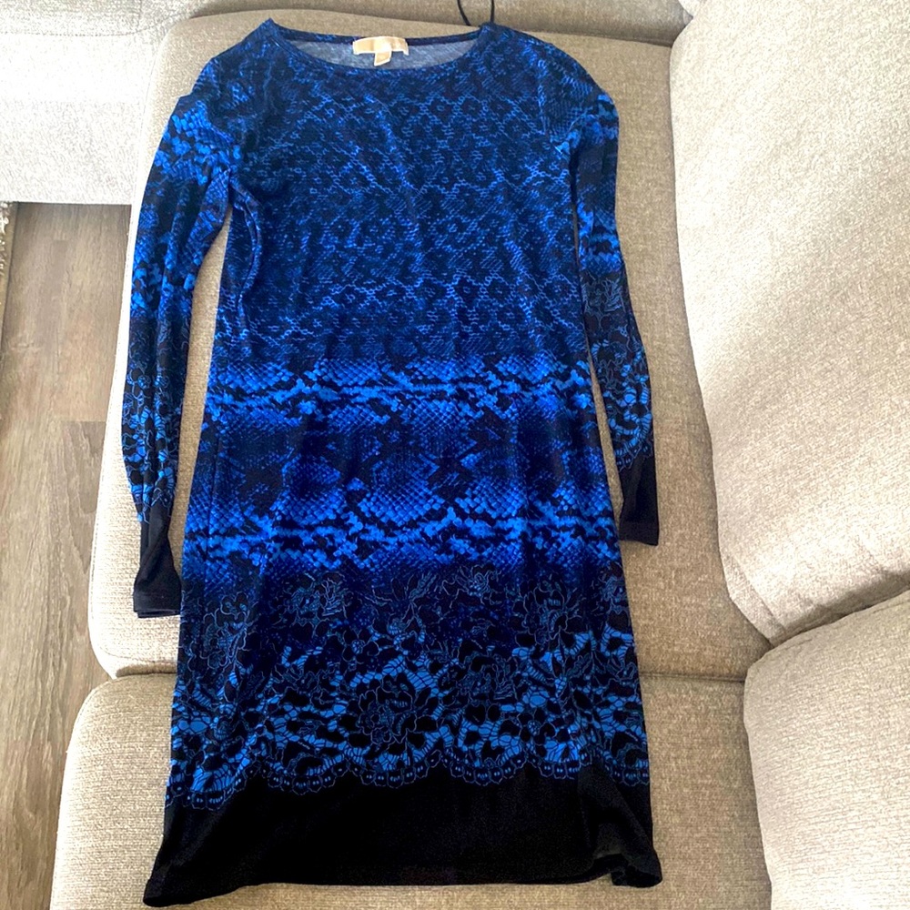 Michael kors blue long sleeve dress